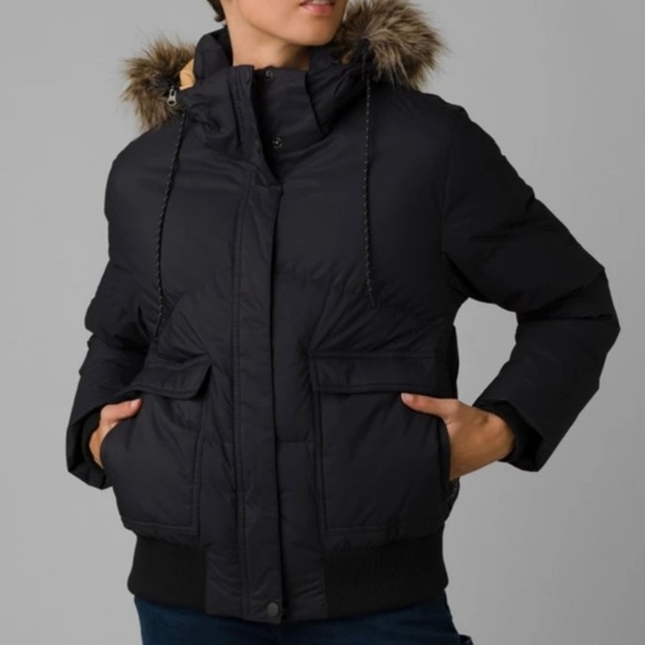 prAna Women's Kromata Down-Filled Bomber Jacket, Black - Picture 1 of 9